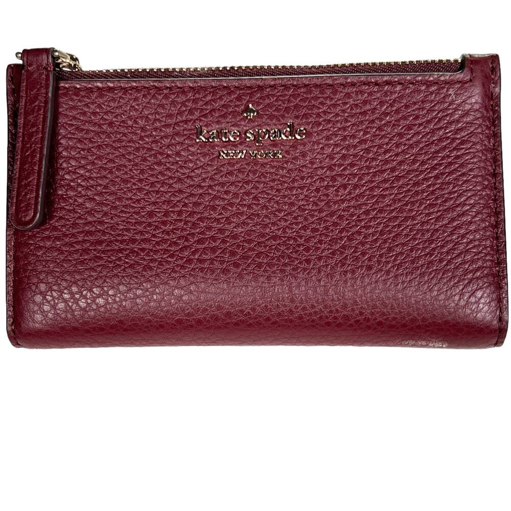 Kate Spade Jackson Shoulder Bag & Wallet Medium Flap Pebbled Leather Cherrywood - Picture 11 of 16